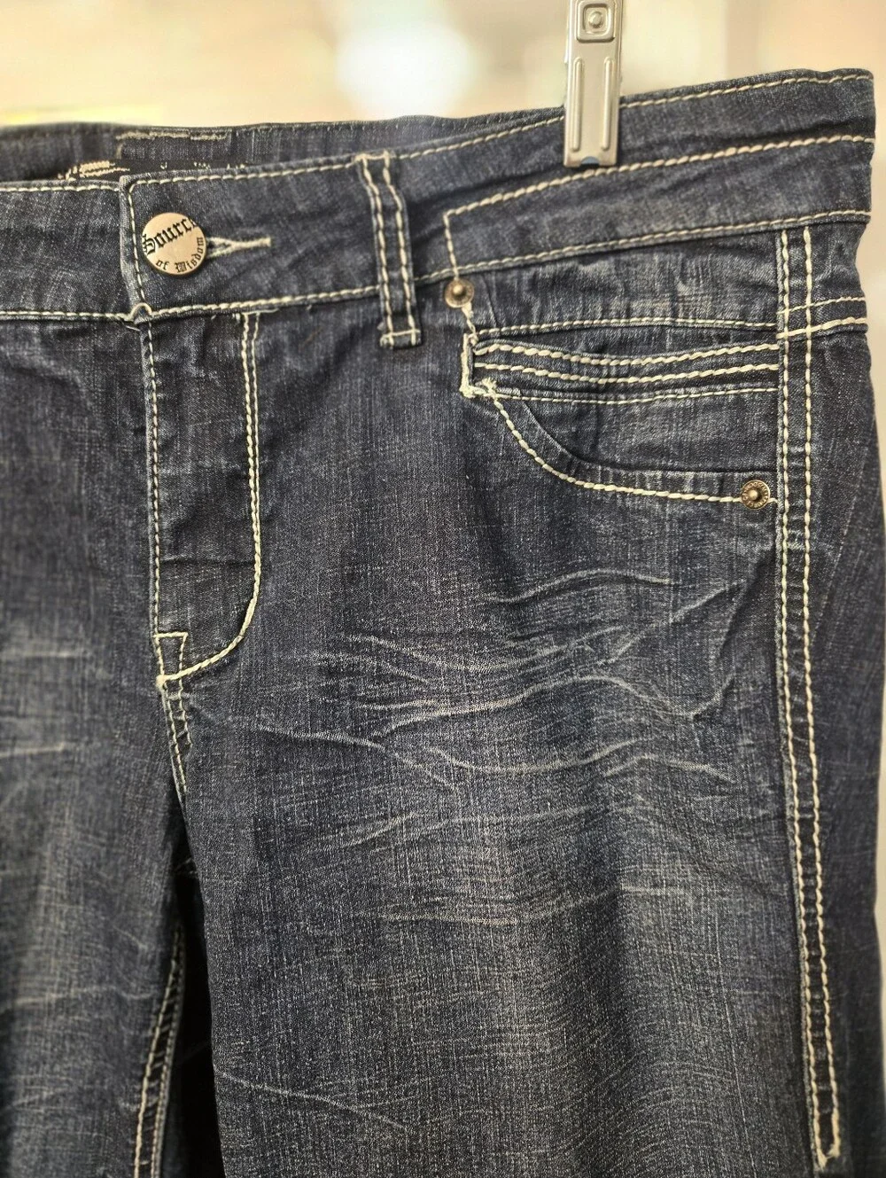 Source of Wisdom Dark Wash Denim Shorts
